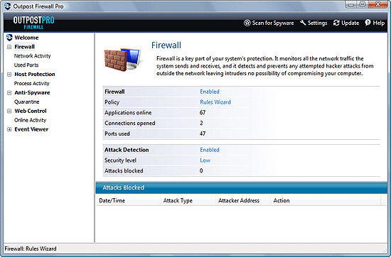 Firewall and blocked attacks