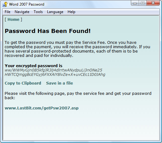 Password has been found